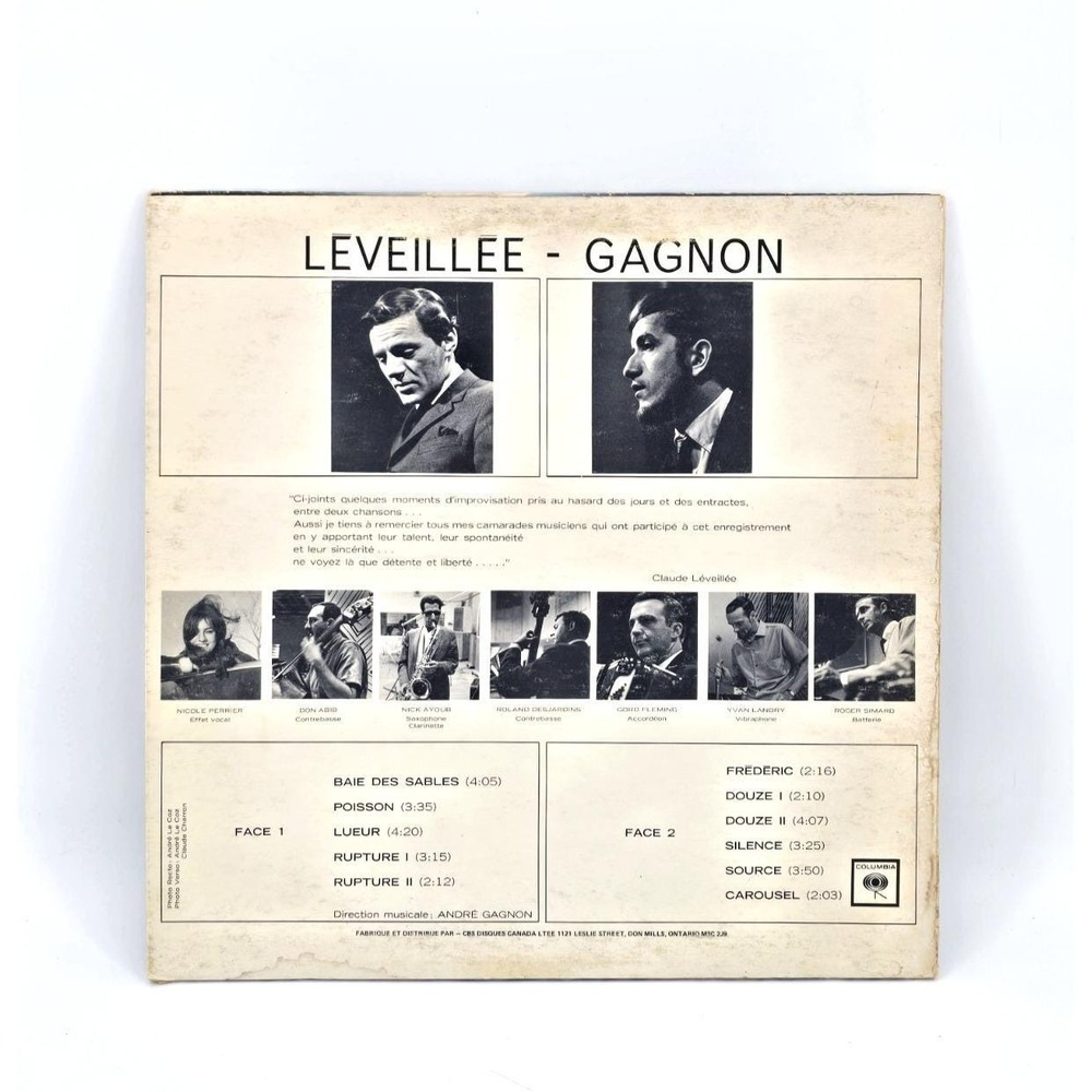 Claude Leveilee et Andre Gagnon LP Vinyl Jazz 1965 CBS FS 631 VG+ - Picture 2 of 8